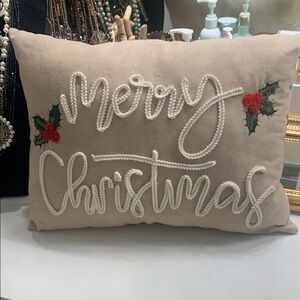 Holiday Tan 'Merry Christmas' Pillow